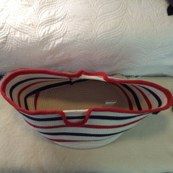 Orino Natural Coiled Rope Handled Market Basket/Bag.  Patriotic, "Green", Beach - Picture 2 of 4
